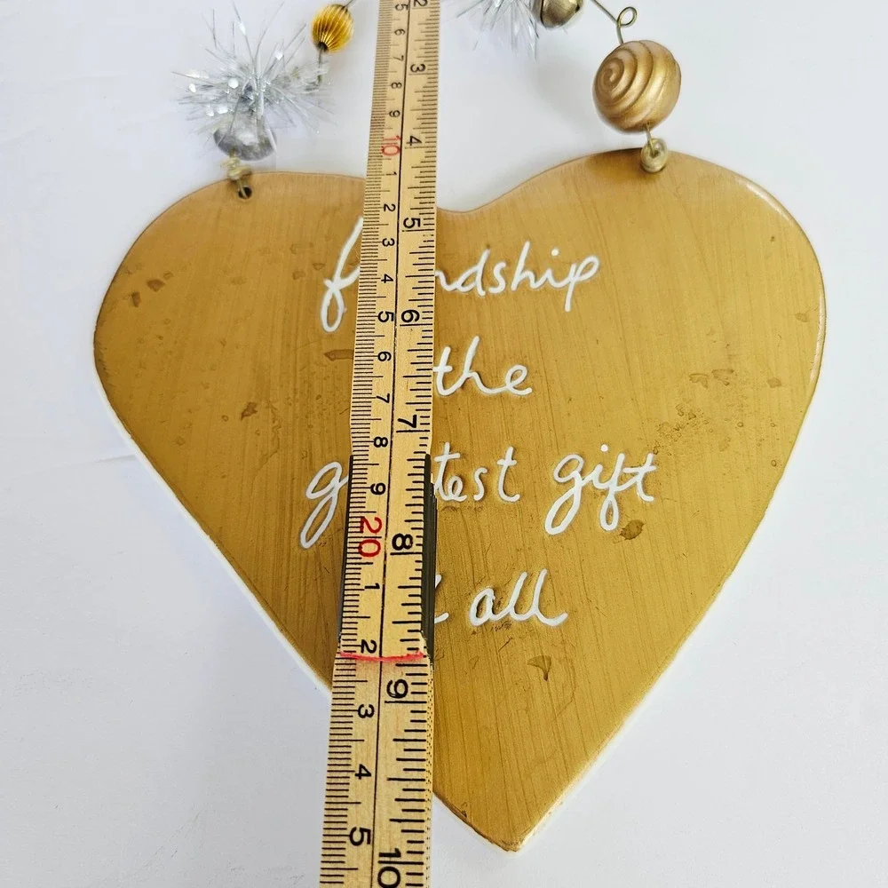 2005 Sandra Magsamen Dept 56 Friendship Heart Plaque Gold Ceramic Wall Decor